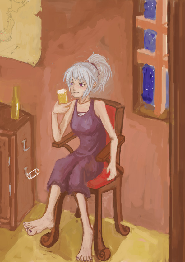 ビールを飲む女