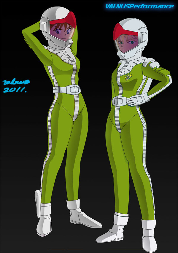 ジオンノーマルスーツの女の子×２。