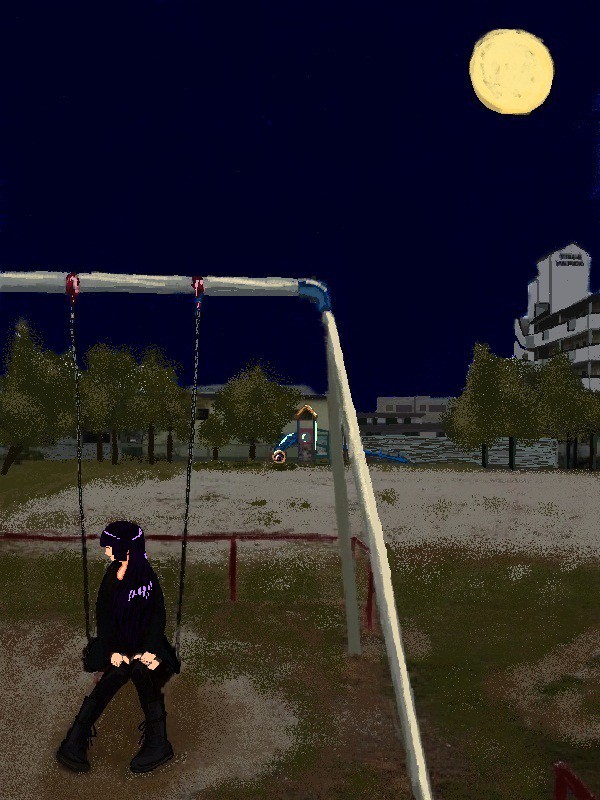 夜の公園で・・・