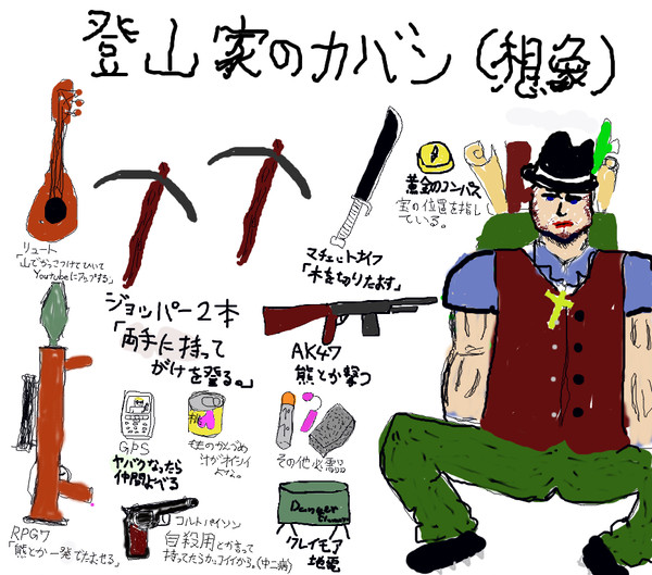 登山家のカバンのなかみは…（想像）