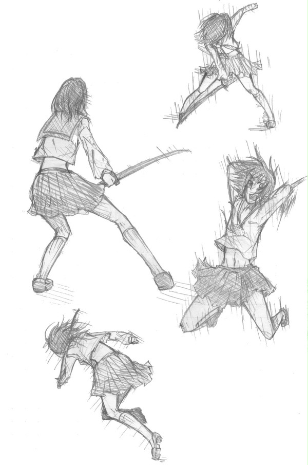 【落書き】戦闘シーン【セーラー服】