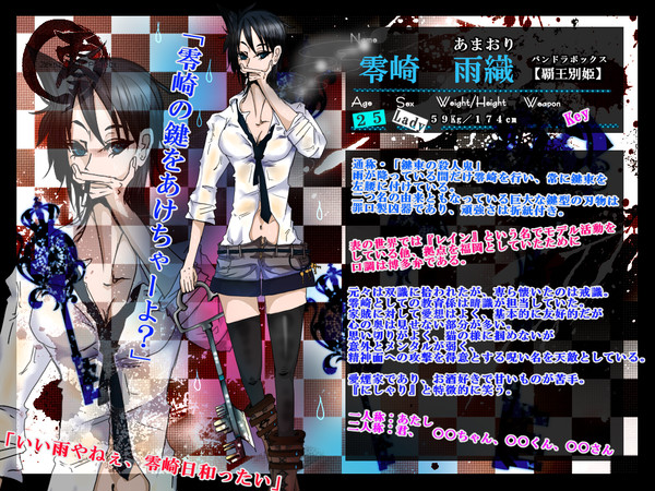 【零二次】零崎雨織＋キャラシ原本【キャラシ企画】