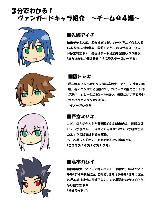 ３分でわかる！ヴァンガードキャラ紹介～チームＱ４編～