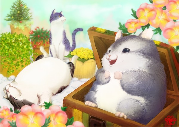 ハムスターと猫
