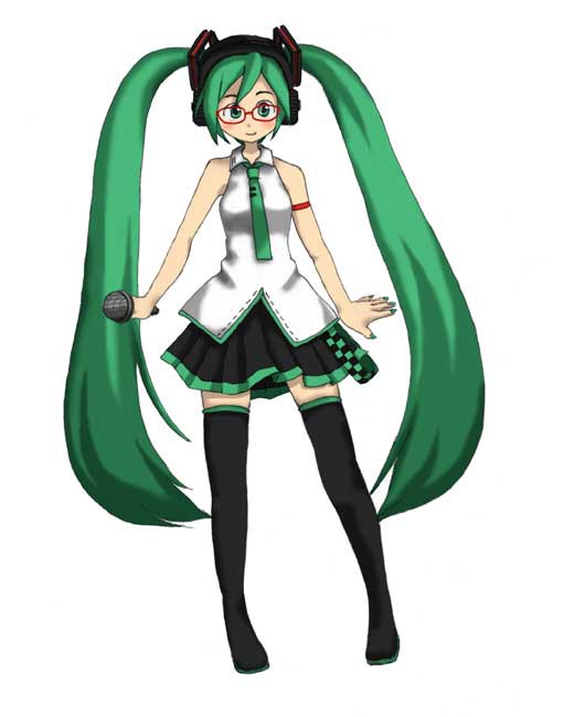 初音ミク　着色、線画