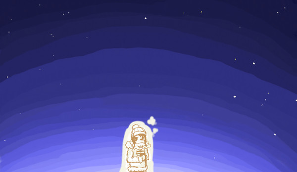 練習中・星空の下で