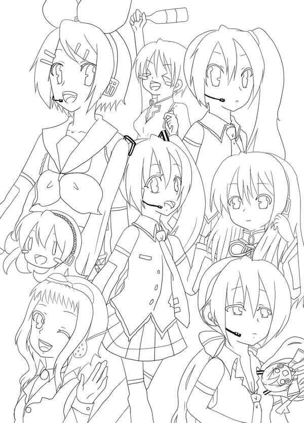 【線画】ボカロ女子