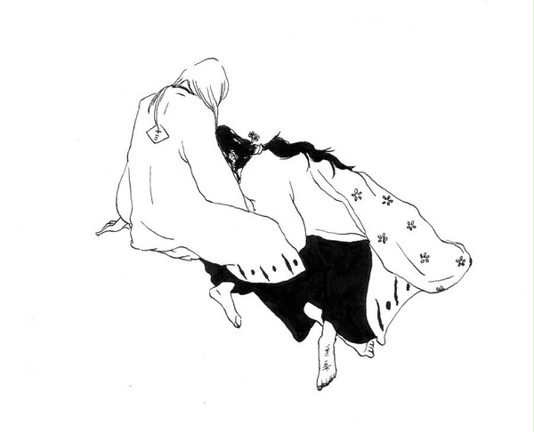 ひざまくらぽい　モノクロ