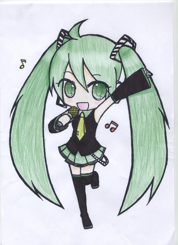 色鉛筆で初音ミク♪