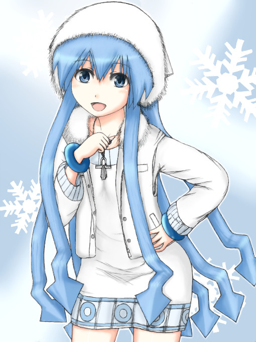 イカ娘に冬服っぽいコス着せてみた。