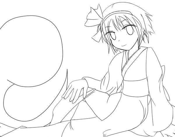 年賀状に妖夢でも…【線画】