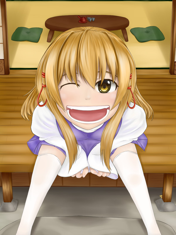 縁側で