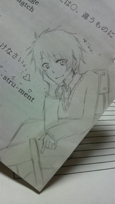 英語中に書いた落書き音くん