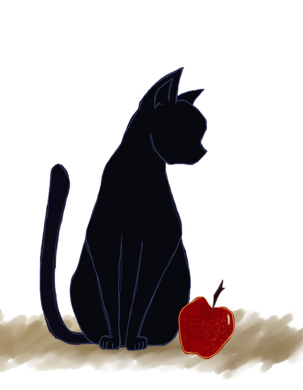 黒猫と林檎