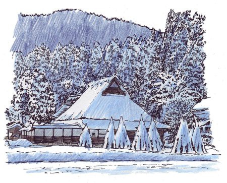 雪の古民家