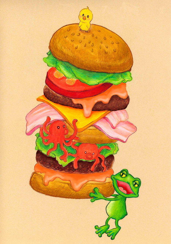 カエルとハンバーグ