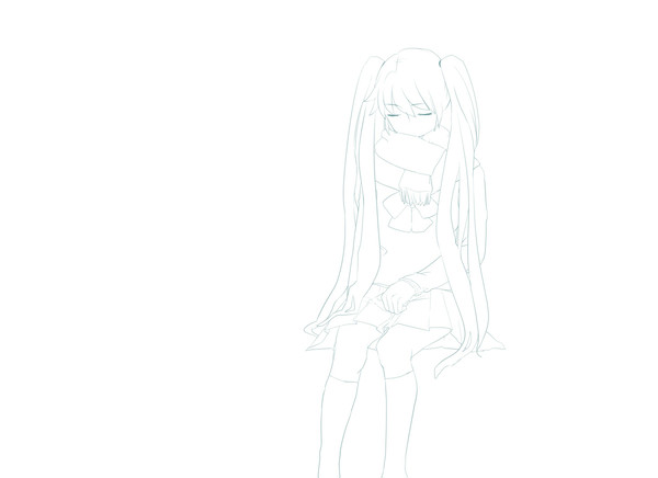 学生ミク 線画