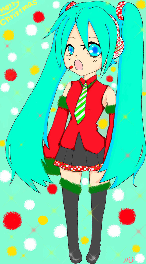 とりまめず・・・クリスマスミク描いてみたヽ(*´∀｀)ノ