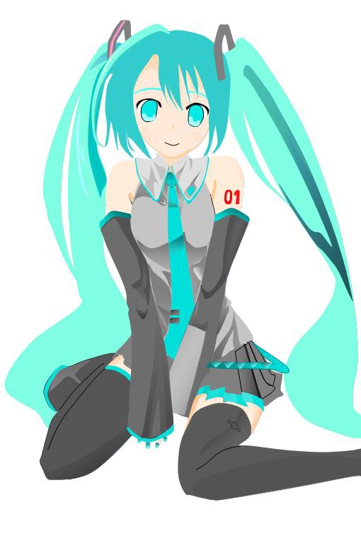 Excelで描いてみた初音ミク（塗り途中）