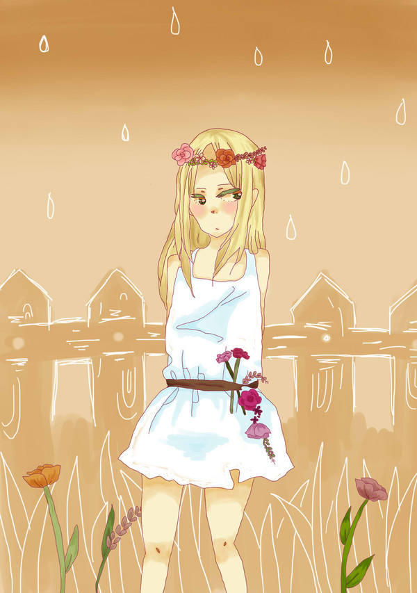 花と少女。