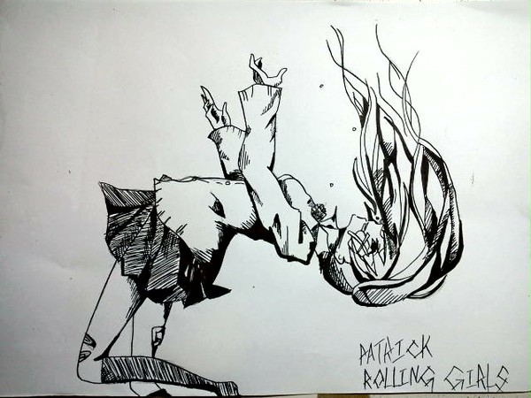 rolling girls drawing
