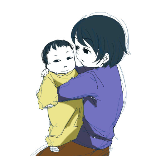 弟を抱っこしてるだけの落描き