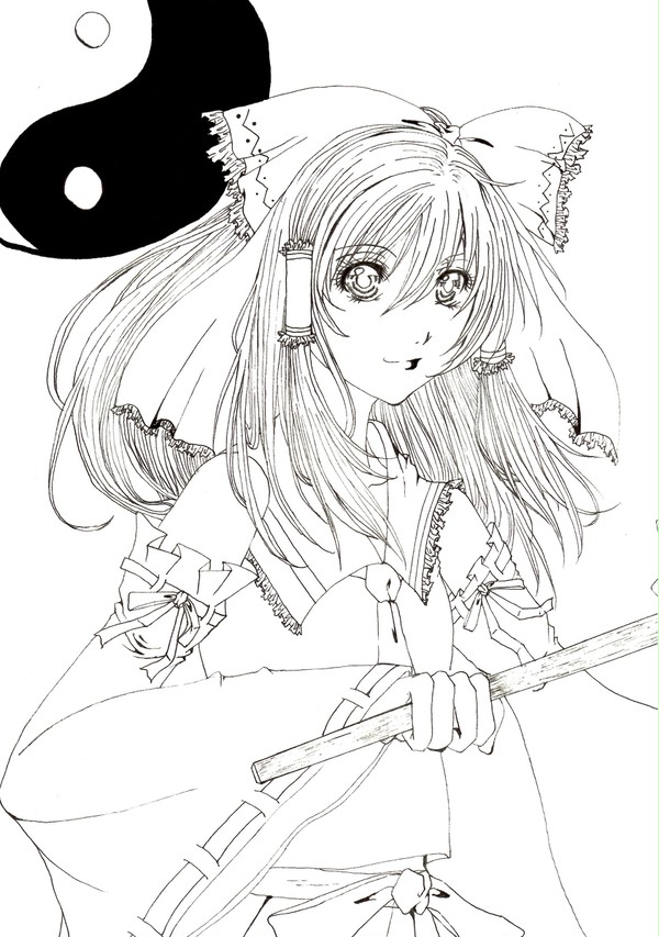【初描】白黒霊夢ちゃん