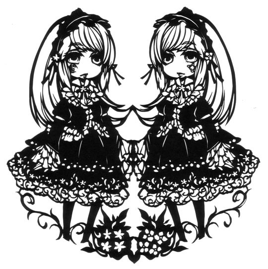 【切り絵】双子の人形