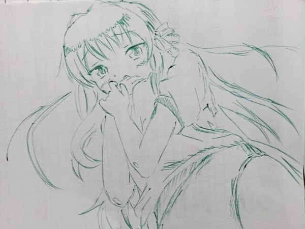 ボールペンで、一発描き
