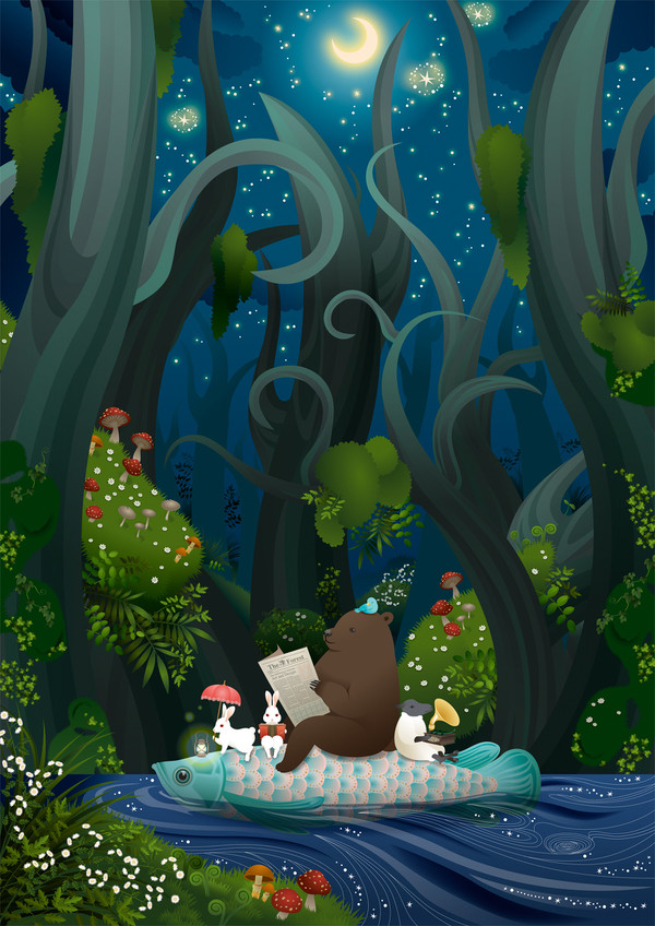 silent forest,silent river.