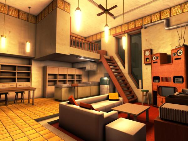 虎徹さんの部屋　（作りかけ3Dモデル1）　夜