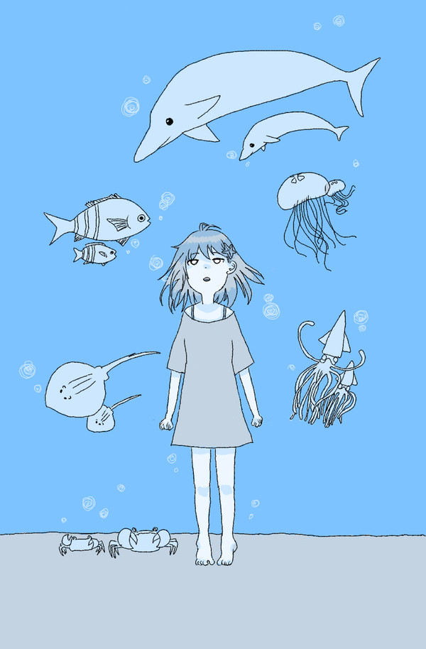 a solitary person　under the sea