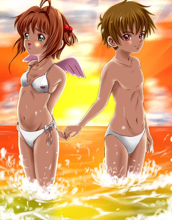 『さくらと小狼と夕暮れの海』