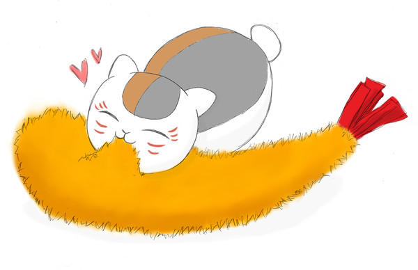 ニャンコ先生とエビフライ