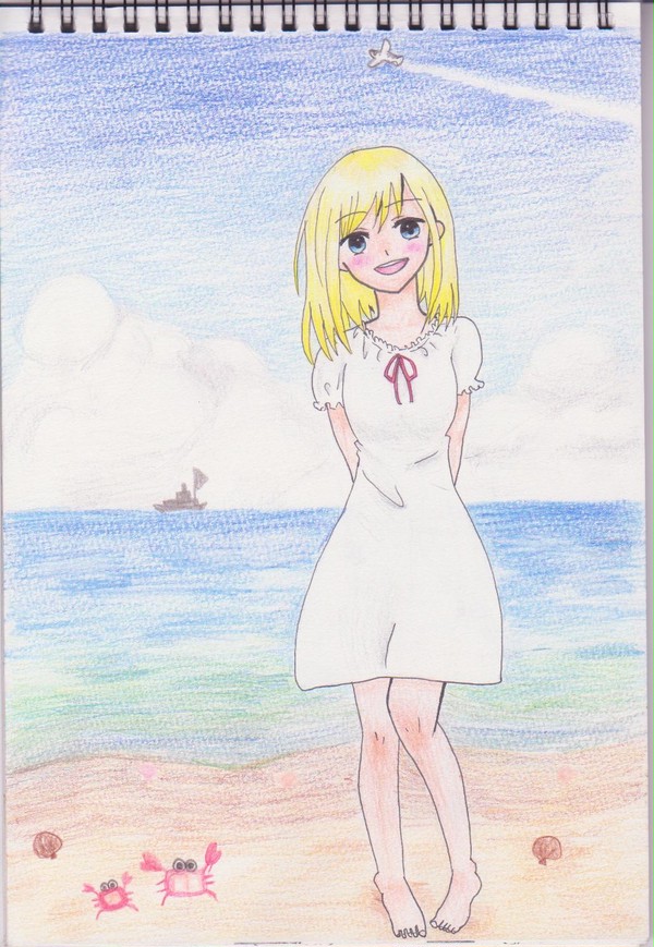 少女と海と空と浜辺とカニと(（ry