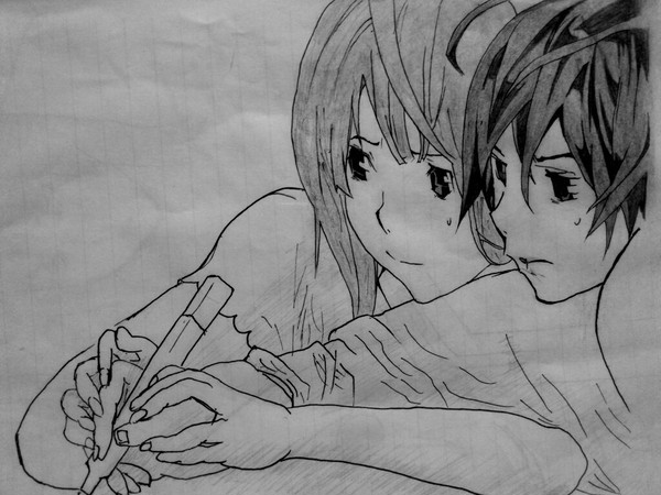 BAKUMAN。 真城最高・亜豆美保 模写