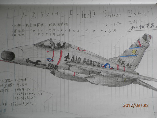 F-100Dスーパーセイバー（アナログ絵）