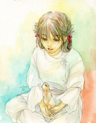 淡彩　『空色勾玉』より稚羽矢