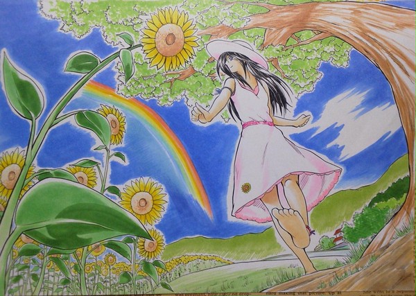 ひまわり黒髪少女