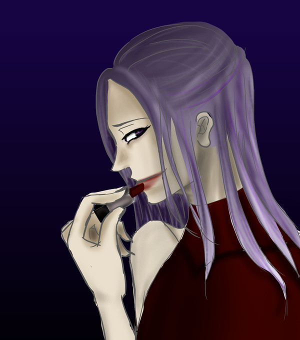 口紅を塗る　女装？