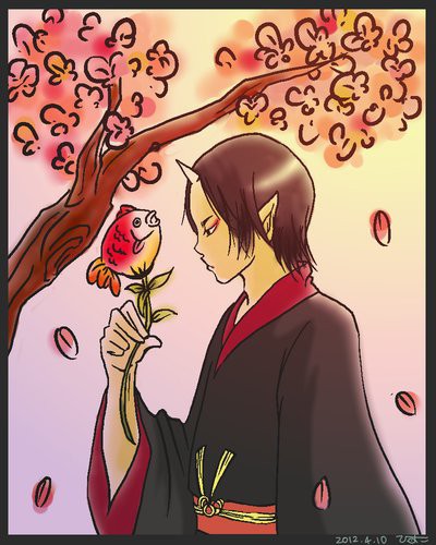 桜と鬼と金魚草。