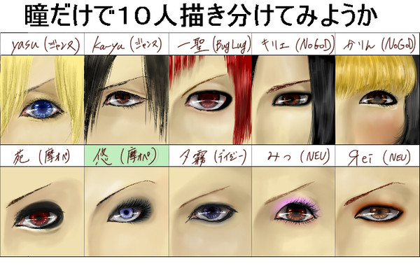 麺を瞳だけで10人描き分けてみようか