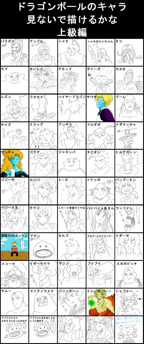 ドラゴンボールのキャラ見ないで描けるかな【上級編】