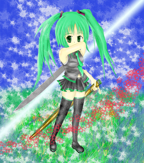 初音ミク　いろんな意味で練習中 ニーソックス