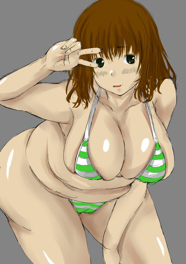 水着の紐が隠れるほどの肉もあり