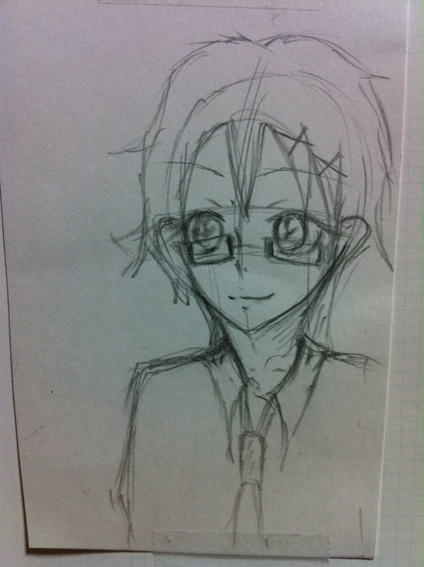 眼鏡男子、下書き
