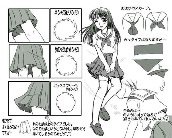 制服のスカートのひだの種類。 - 1/2