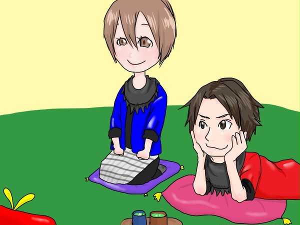 仲良くテレビ。