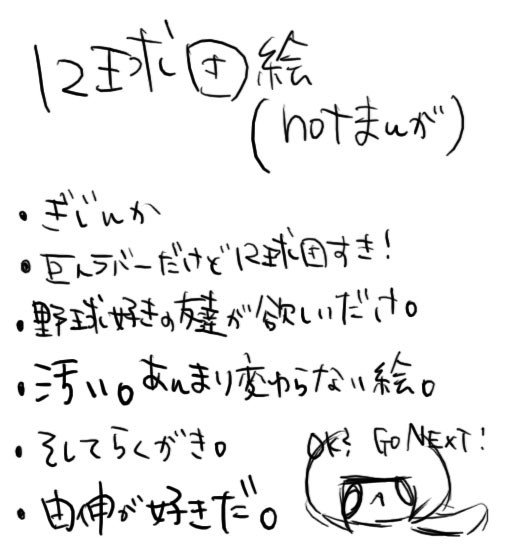 １２球団擬人化して落書きった