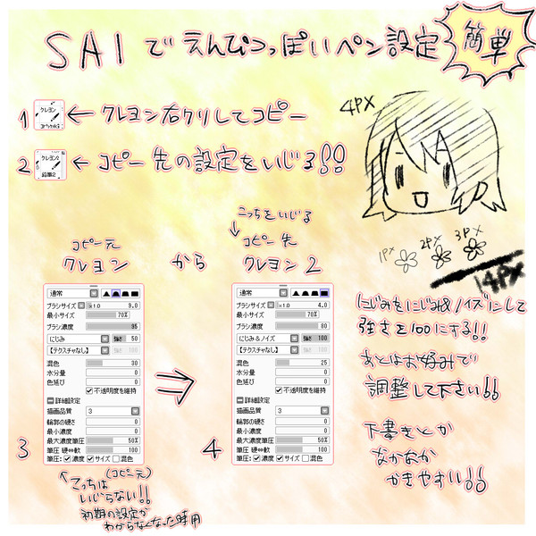 SAIでえんぴつっぽいペン設定